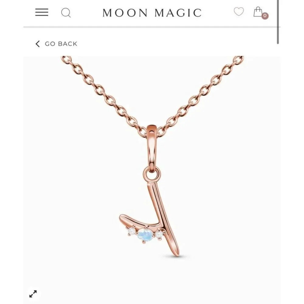 Moon Magic  Moonstone Necklace - Lucky Letter Y  in Rose Gold - Picture 10 of 10